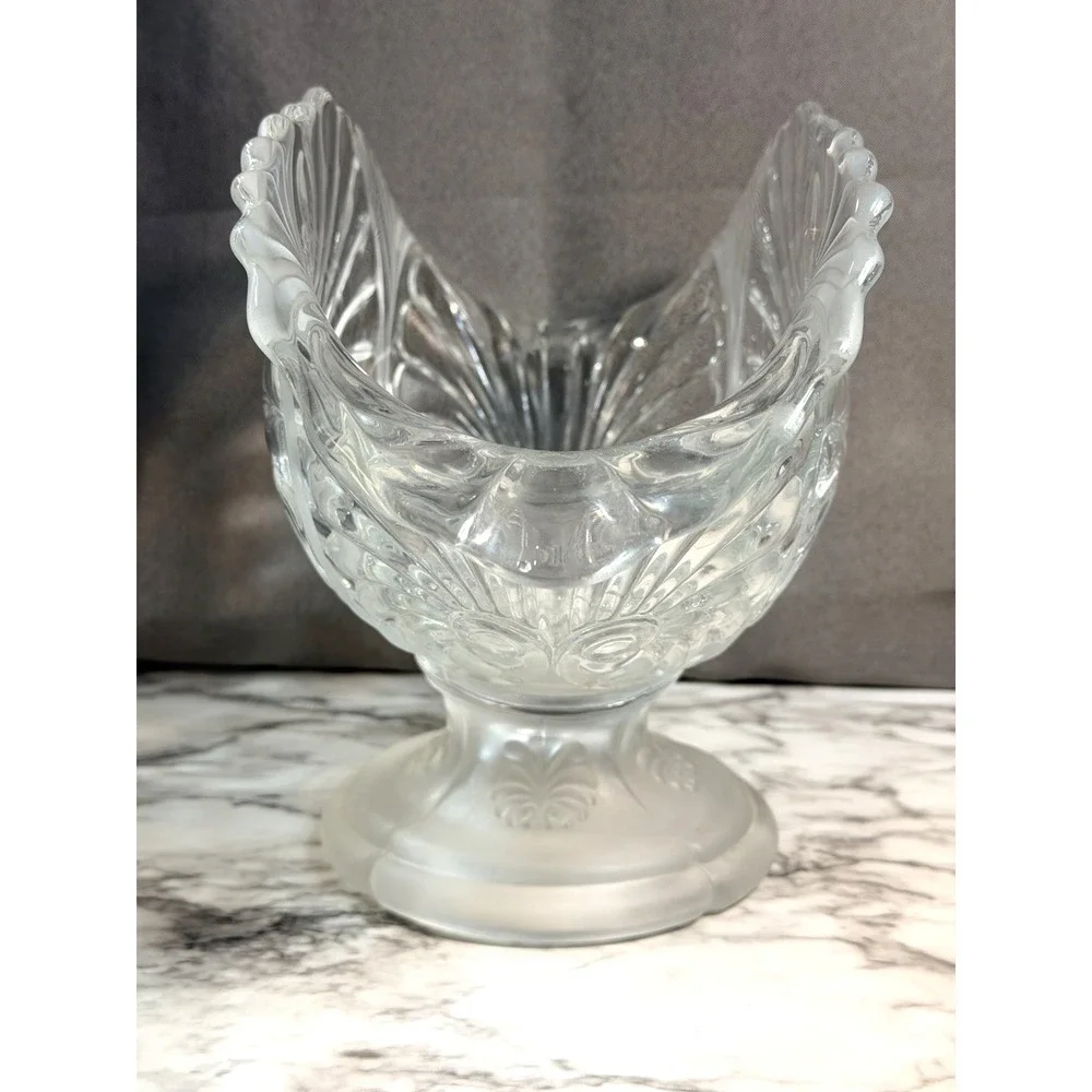 GORGEOUS VTG BANANA BOWL~ LIBS‎ GLASS~ CRYSTAL SATIN GLASS 14